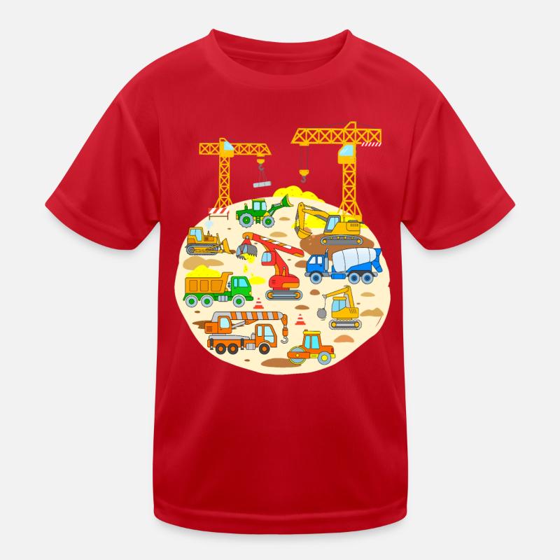 Construction de grue Camion Bulldozer Chantier T-shirt sport Enfant