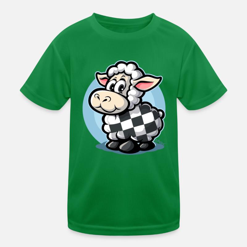 Checkered pattern cute cartoon sheep Kids Functional T-Shirt