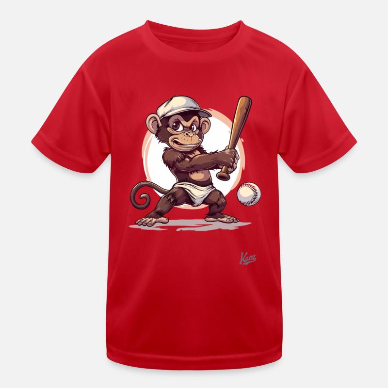 Baseball Player with Bat: Baby Monkey Kids Functional T-Shirt