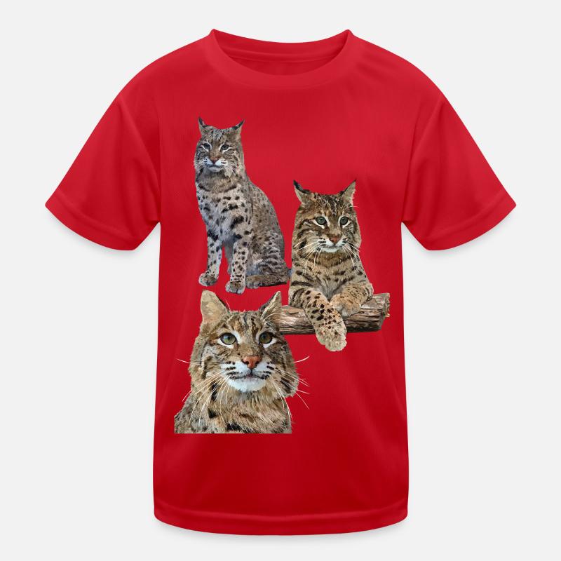 Luchs - Kinder Funktions-T-Shirt - Rot