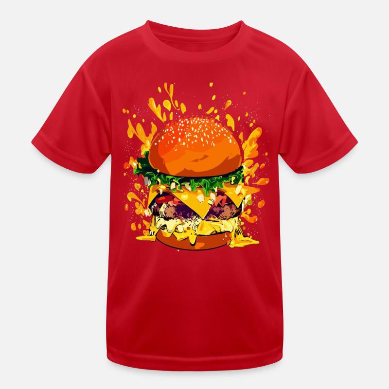 Extravaganter Cheeseburger mit Käse Splatter Kinder Funktions-T-Shirt