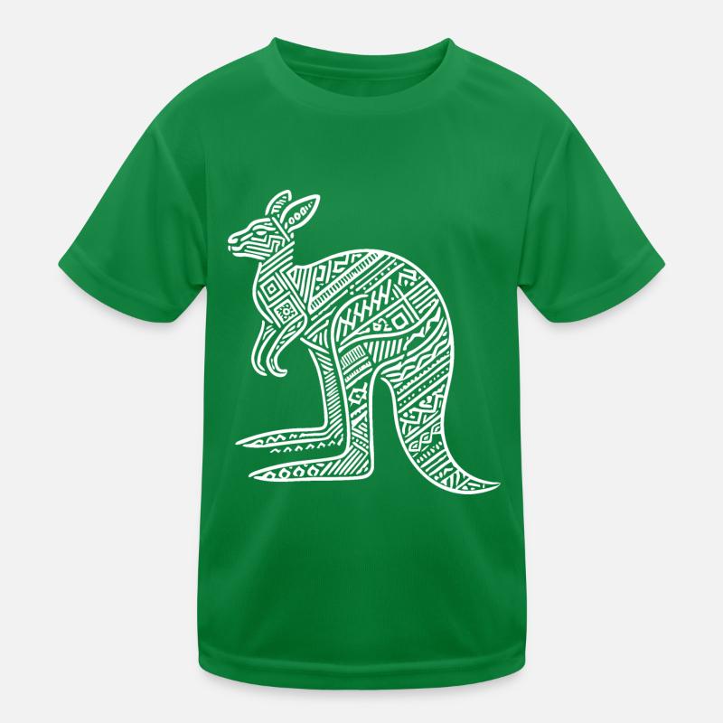 Kangaroo with tribal pattern Kids Functional T-Shirt