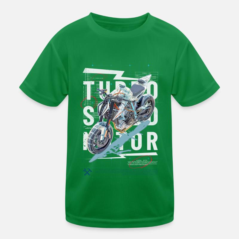 Motorcycle Technical Drawing Kids Functional T-Shirt