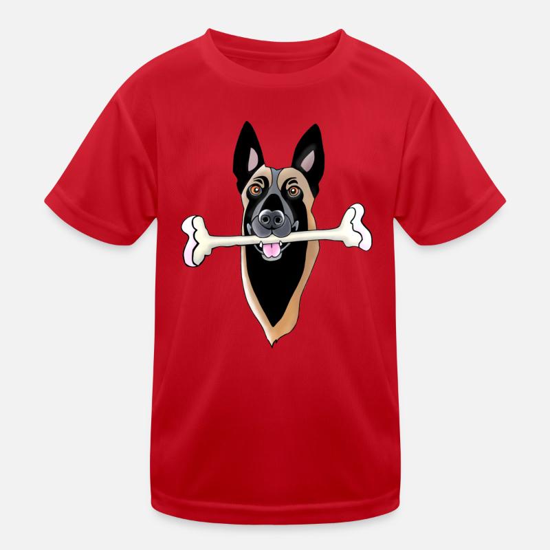 Kopf von Malinois mit Knochen Kinder Funktions-T-Shirt