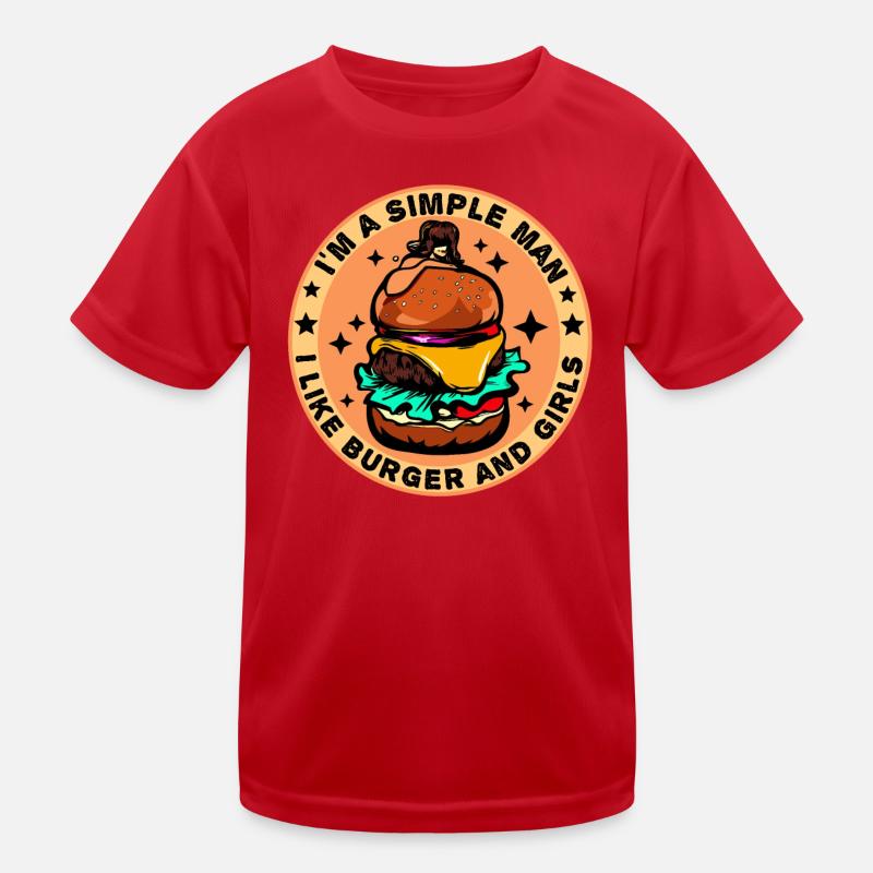 Burger Cheeseburger liebe - einfacher Mann - Kinder Funktions-T-Shirt - Rot