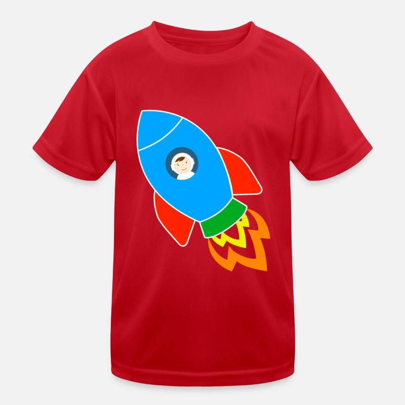 Rocket with astronaut - Kids Functional T-Shirt - red