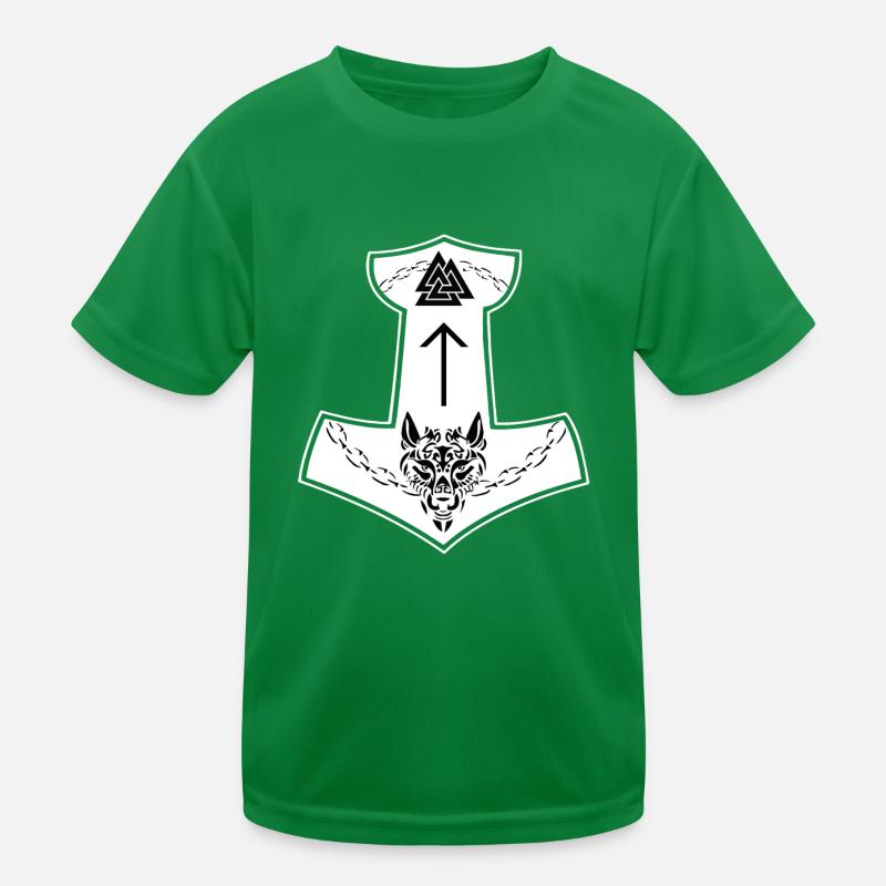 Wikinger Zeichen Fenrir Fenriswolf Wolf Kind Loki Kinder Funktions-T-Shirt