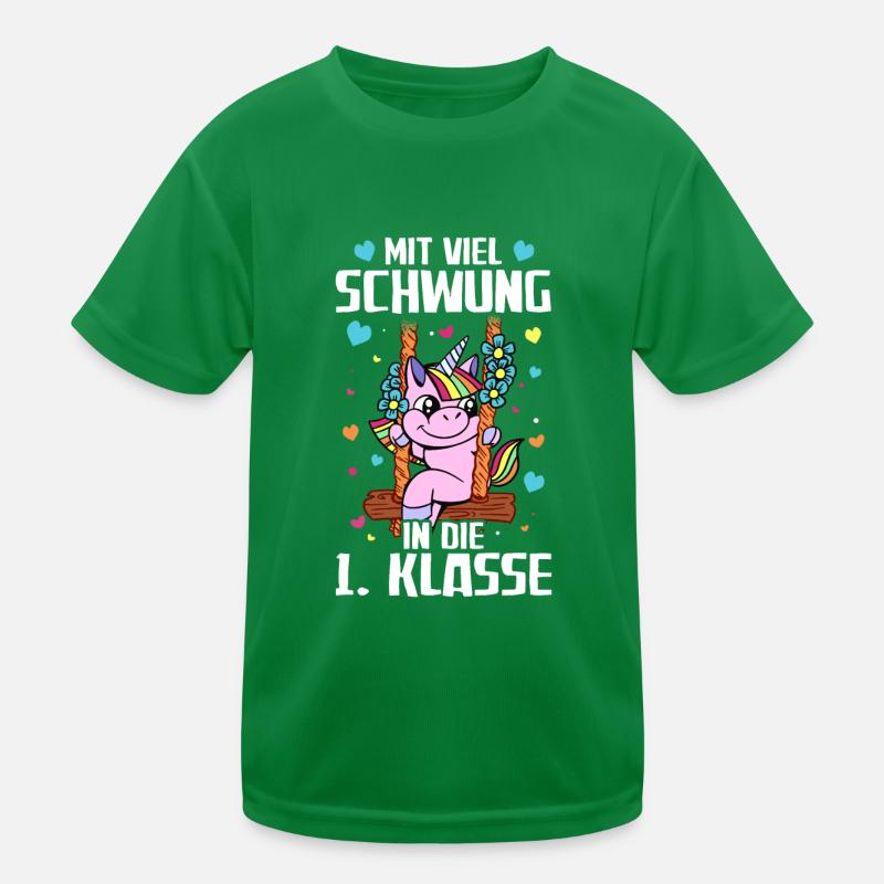 Mit viel Schwung Einschulung Schulkind Schulstart Kinder Funktions-T-Shirt