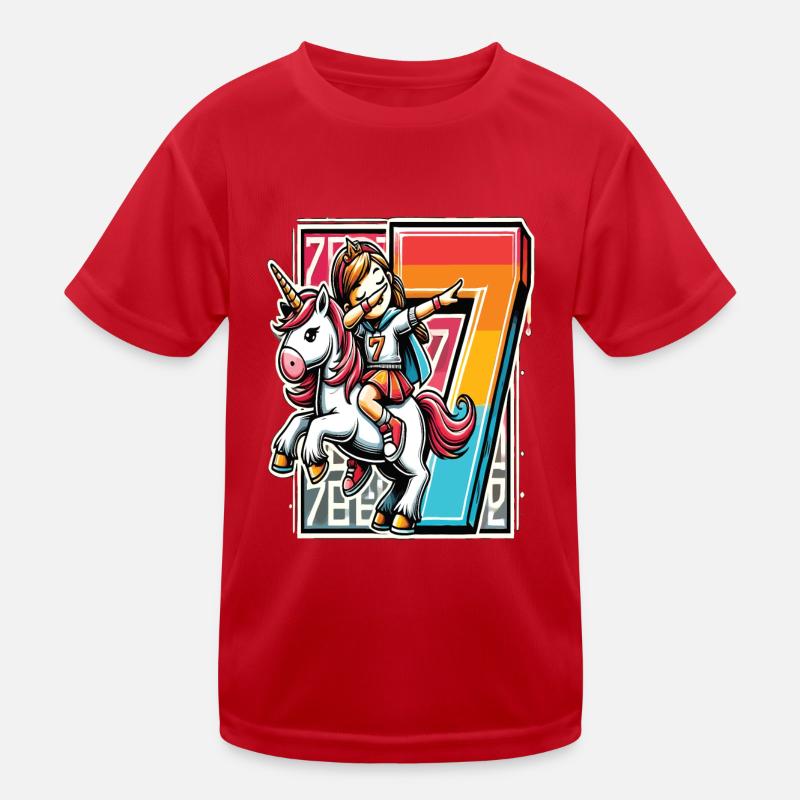 Geburtstag 7 Jahre Einhorn Dab Kinder Funktions-T-Shirt