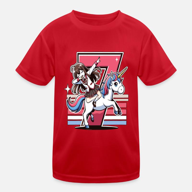 Geburtstag 7 Jahre Einhorn Dab Kinder Funktions-T-Shirt