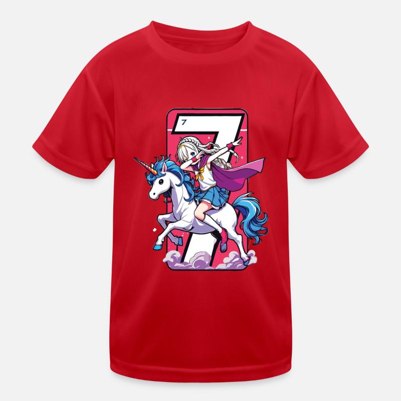 Geburtstag 7 Jahre Einhorn Dab Kinder Funktions-T-Shirt