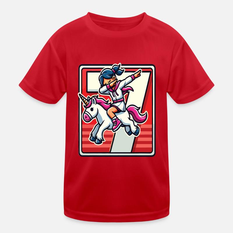 Geburtstag 7 Jahre Einhorn Dab Kinder Funktions-T-Shirt