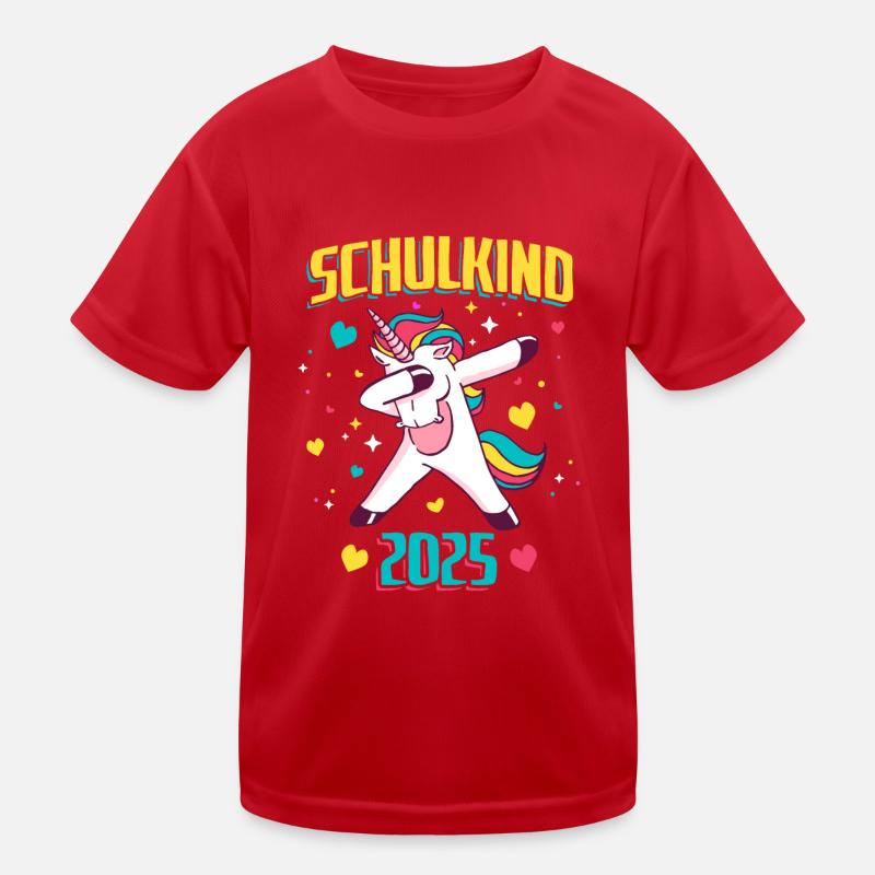 Schulkind 2025 Einhorn Einschulung Kinder Funktions-T-Shirt