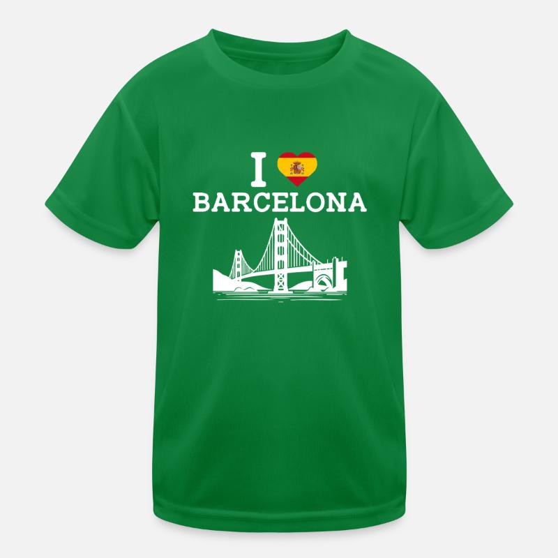 J’aime Barcelone Drapeau Espagne Golden Gate Bridge Jeu de mots T-shirt sport Enfant