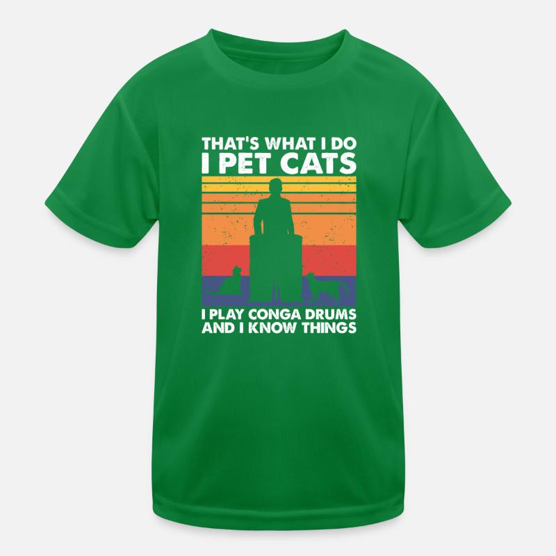 Pet Cats Play Conga Drums & Know Things Kinder Funktions-T-Shirt