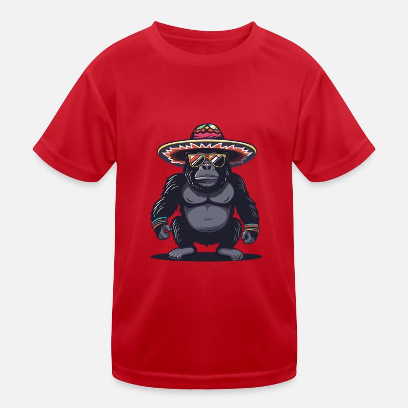 Gorilla Comic Funny Sombrero Kids Functional T-Shirt