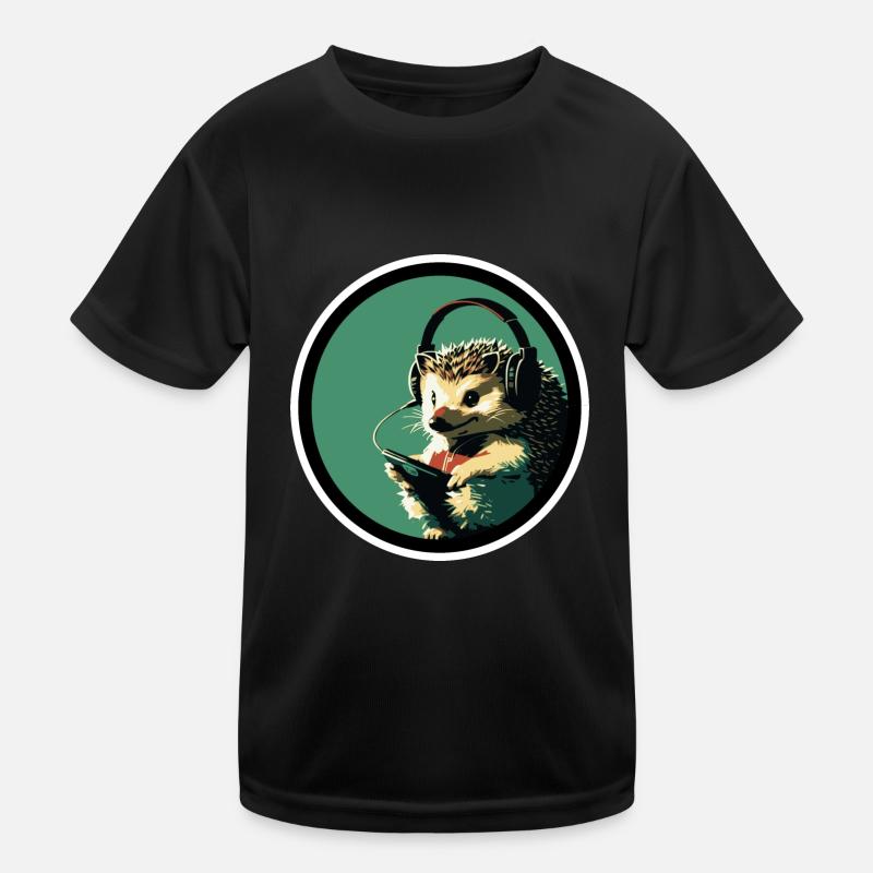 Igel mit Kopfhörer Kinder Funktions-T-Shirt