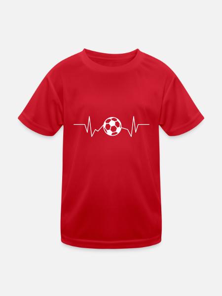 Herzschlag Fußball - Kinder Funktions-T-Shirt - Rot