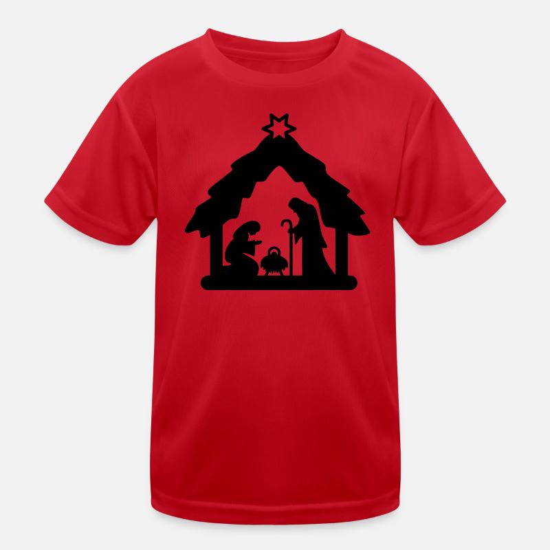 Weihnachtskrippe, Krippenfiguren, heilige Familie Kinder Funktions-T-Shirt