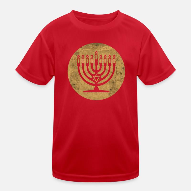 Menorah de Hanoukka chandelier dans cercle doré T-shirt sport Enfant