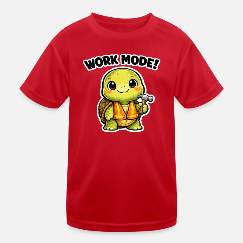 Arbeitsmodus Schildkröte Bauheld Kinder Funktions-T-Shirt