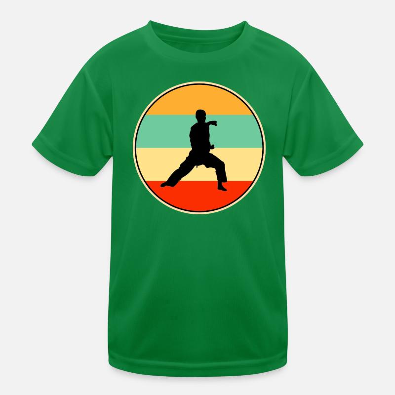 Retro Karate Silhouette Martial Arts Sunset Kids Functional T-Shirt