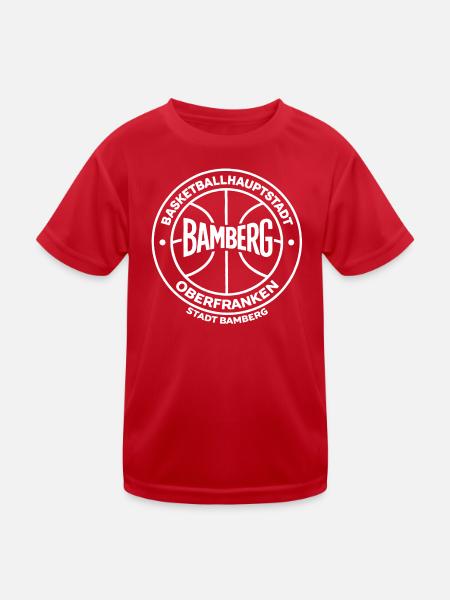 Basketballhauptstadt Bamberg Oberfranken - Kinder Funktions-T-Shirt - Rot - Vorne