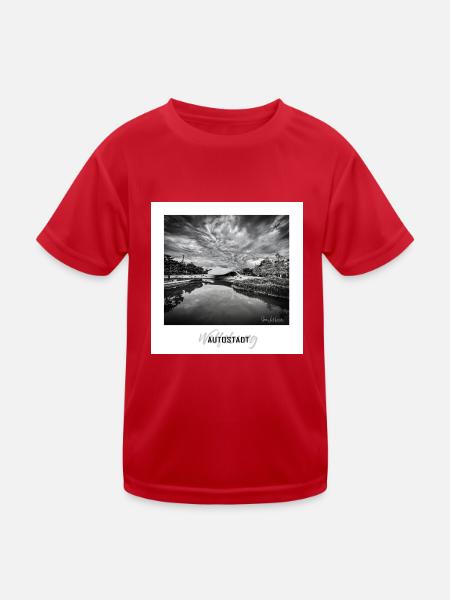 Wolfsburg Pavillon - Kinder Funktions-T-Shirt - Rot - Vorne
