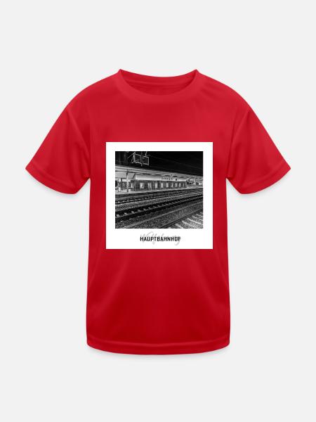 Wolfsburg Hauptbahnhof - Kinder Funktions-T-Shirt - Rot - Vorne