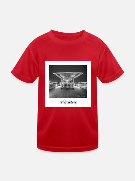 Stadtbrücke Wolfsburg - Kinder Funktions-T-Shirt - Rot - Vorne