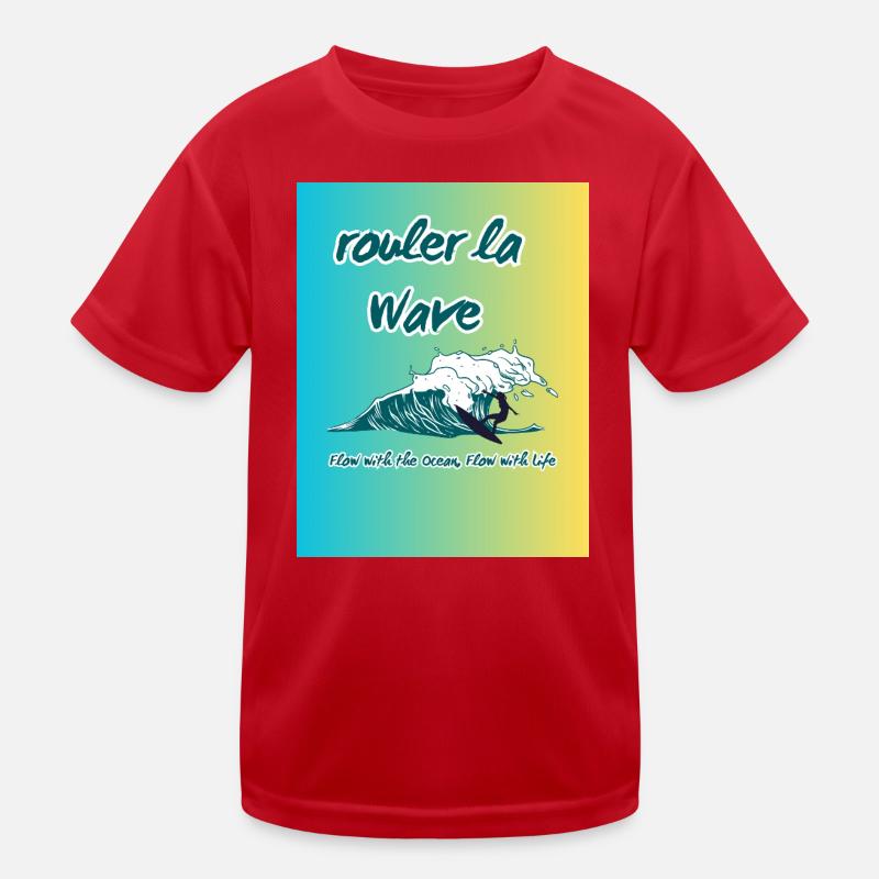 Teal_Illustrated_Wave T-shirt sport Enfant