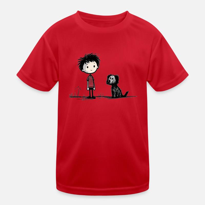 Boy with dog Kids Functional T-Shirt