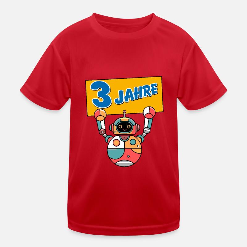 Ich bin drei 3 Jahre dritter Geburtstag Roboter Kinder Funktions-T-Shirt