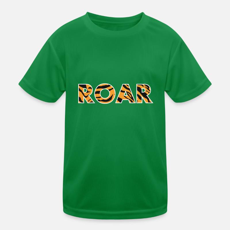 ROAR roar lettering tiger pattern stripes Kids Functional T-Shirt