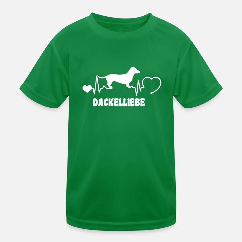 Dackel mit Herzschlag Kinder Funktions-T-Shirt