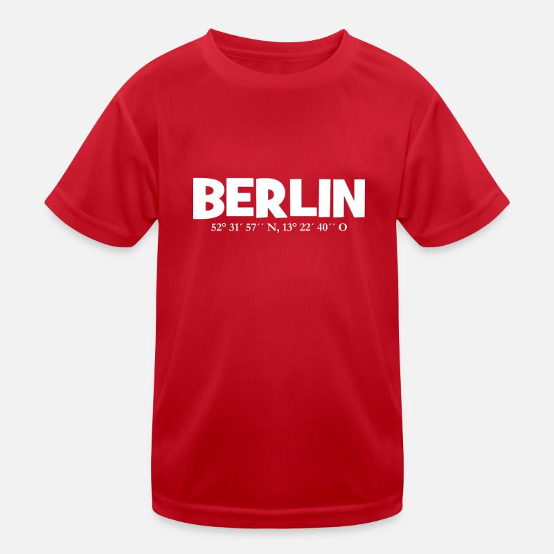Berlin coordinates - Latitude - Longitude Kids Functional T-Shirt