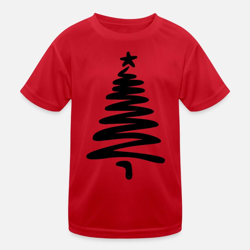 Christmas tree linear hand-drawn Kids Functional T-Shirt