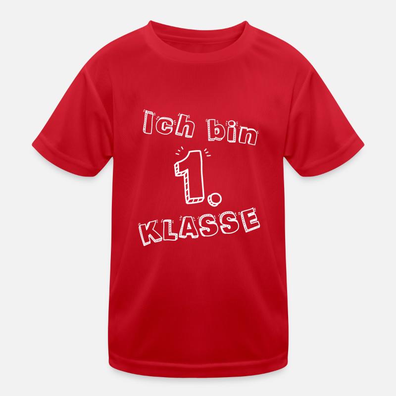Einschulung Ich Bin 1. Klasse Schulanfänger - Kinder Funktions-T-Shirt - Rot
