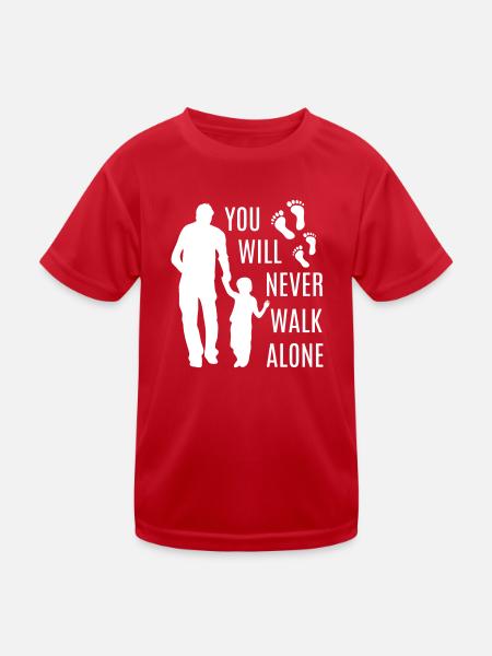 Father and Son Dad Child Dad Boy Footprint Fun - Kids Functional T-Shirt - red - Front