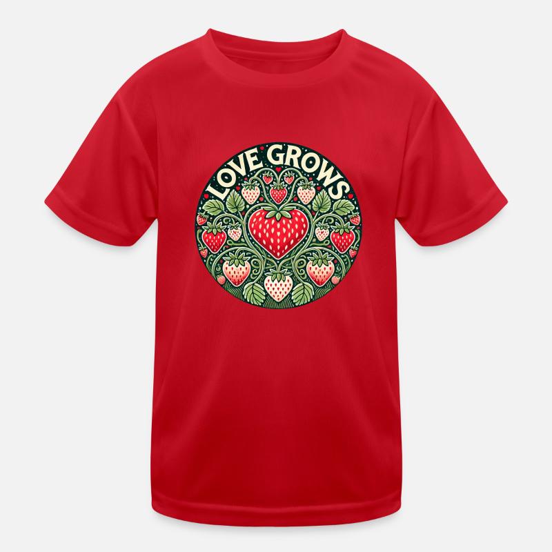 Liebe baut Erdbeere an Kinder Funktions-T-Shirt