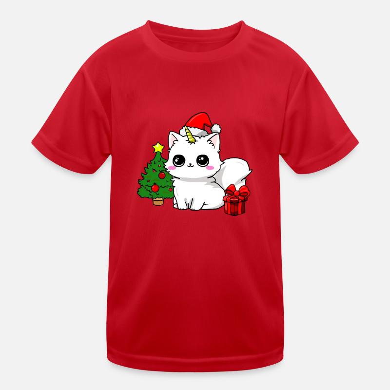 Chat-licorne de Noël T-shirt sport Enfant