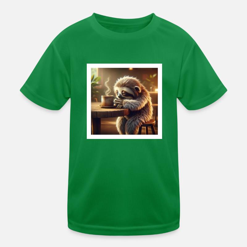 Faultier Morgenkaffee Kinder Funktions-T-Shirt