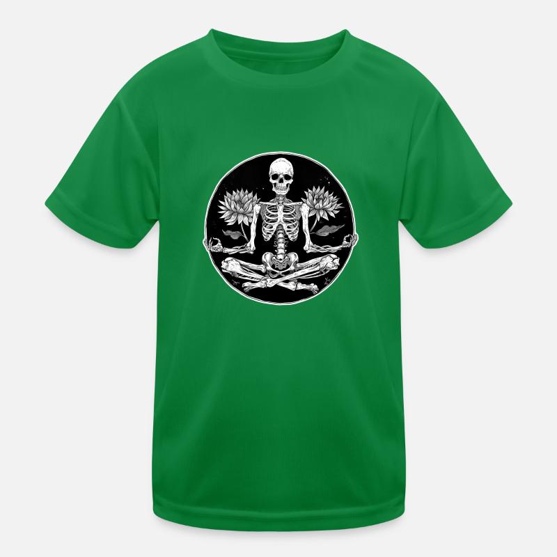Skeleton Meditation Lotus Kids Functional T-Shirt