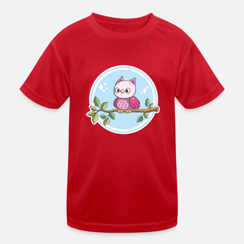 Niedliche Eule auf einem Ast Kinder Funktions-T-Shirt