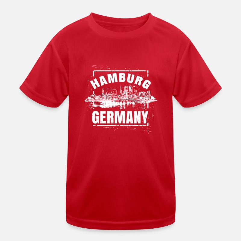 Hamburg Germany Skyline Kids Functional T-Shirt