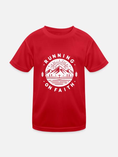 Running on Faith - Kids Functional T-Shirt - red - Front