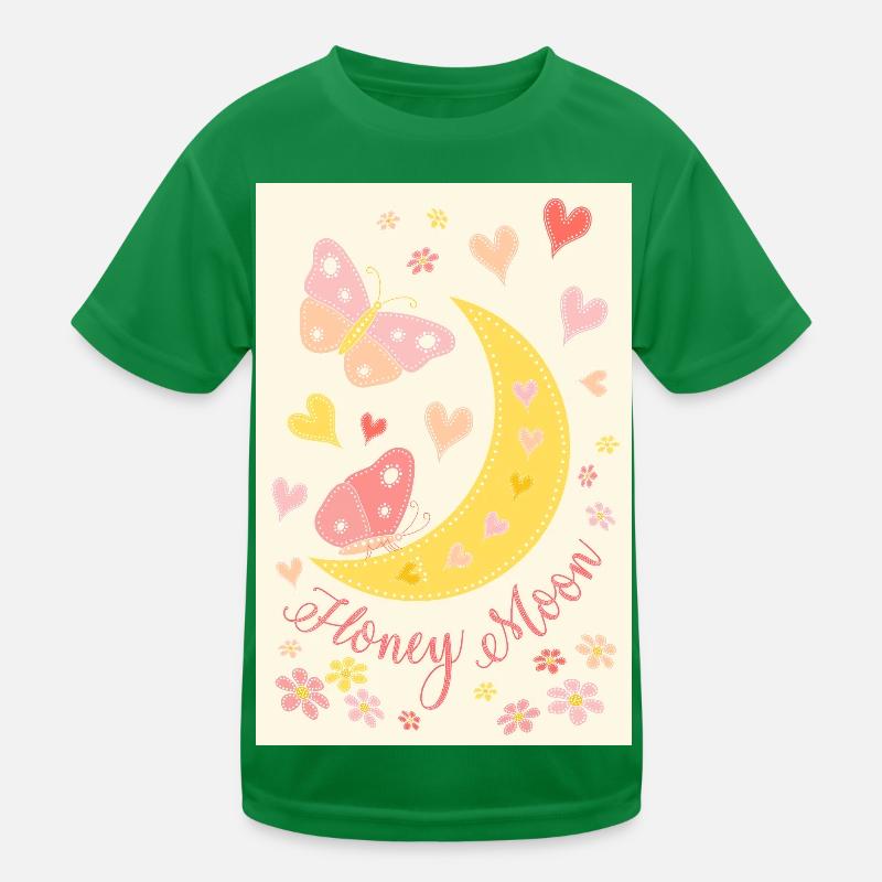 Lune de miel coeurs fleurs papillons affiche jaune T-shirt sport Enfant