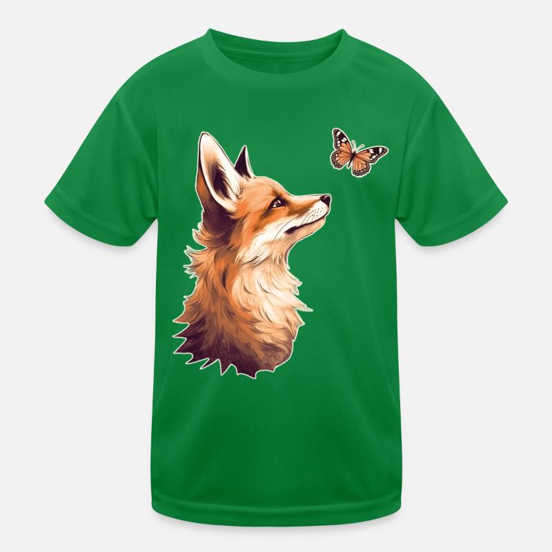 Fuchs mit Schmetterling Kinder Funktions-T-Shirt