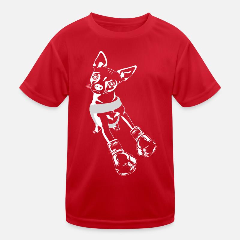 Boxer Chihuahua Hund sucht nach sparring Partner Kinder Funktions-T-Shirt