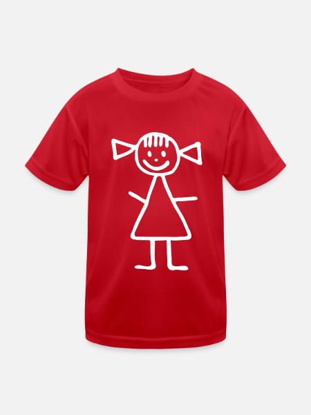 Strichmännchen - Frau - Kinder Funktions-T-Shirt - Rot